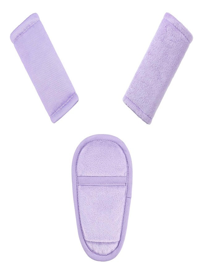 SWESEN Baby Car Seat Strap Covers, 3 Piece Soft Car Seat Strap Shoulder Pads for Baby Girls Boys, Double-Sided Use carseat Straps Covers for Stroller, Car Seats, Pushchair, Purple - Image 1